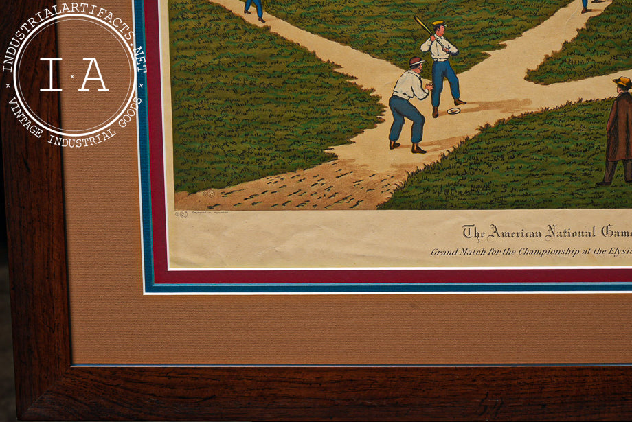 "Grand Match at the Elysian Fields" | Framed Vintage Baseball Print