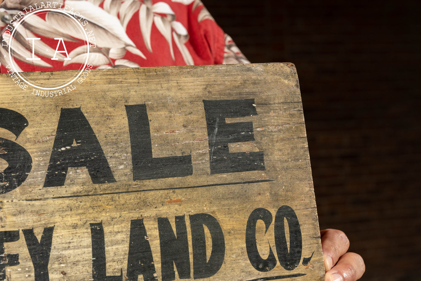 Early 20th Century Hiram Morey Real Estate Hand-Painted Wooden Trade Sign