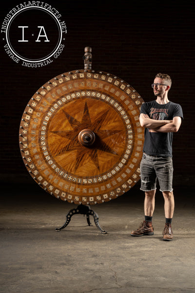 Early 20th Century Dice Gambling Wheel with Starburst Veneer Face