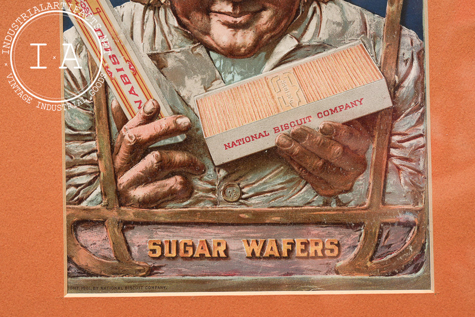 Antique Framed Nabisco Sugar Wafers Advertising Print