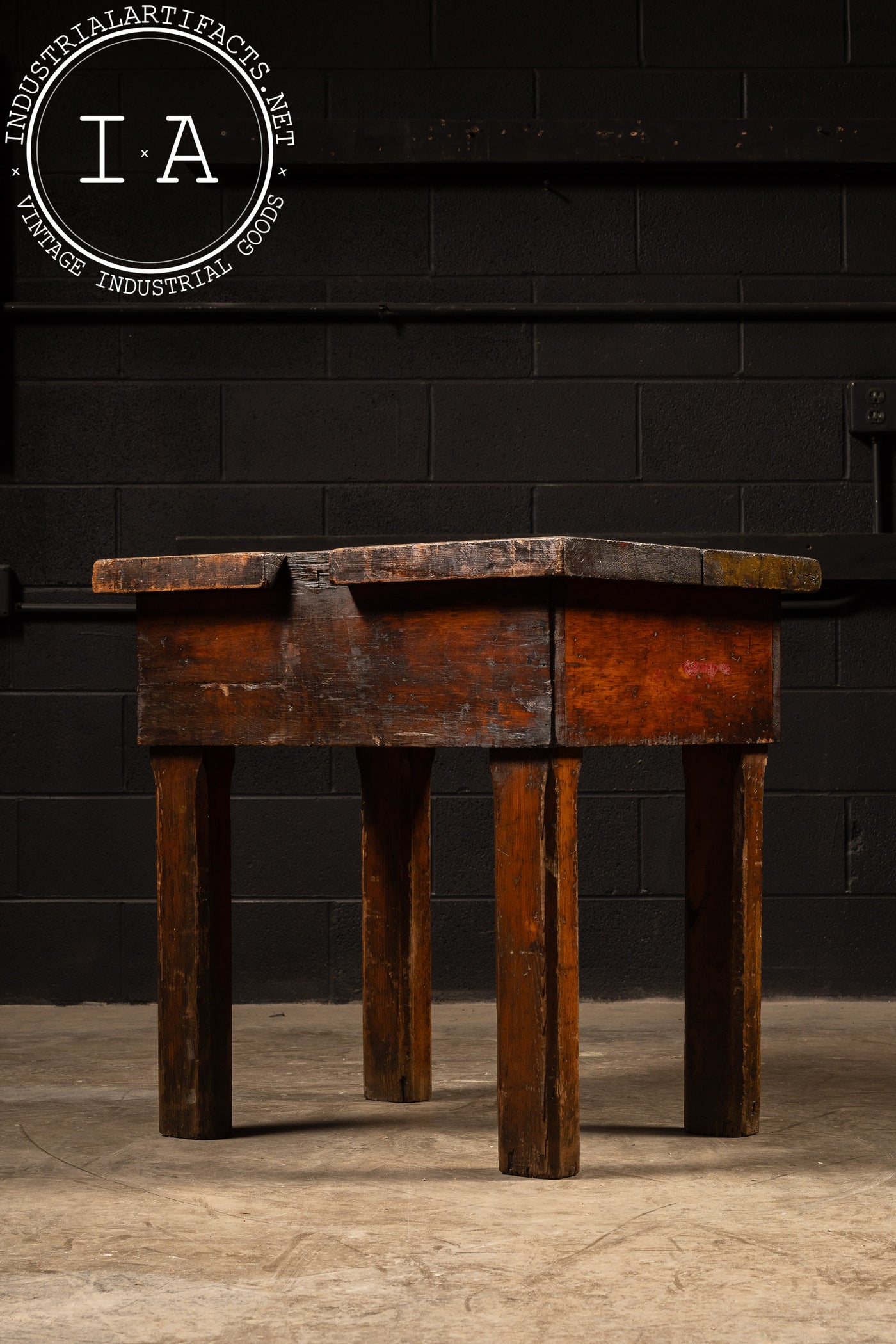 Weathered Antique Wooden Side Table