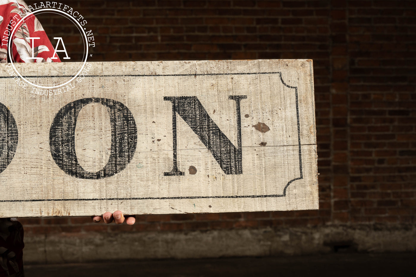 Antique Painted Wooden "Abingdon" Train Depot Station Sign