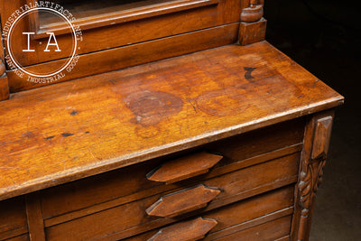 Early Walnut Stepback Apothecary Cabinet