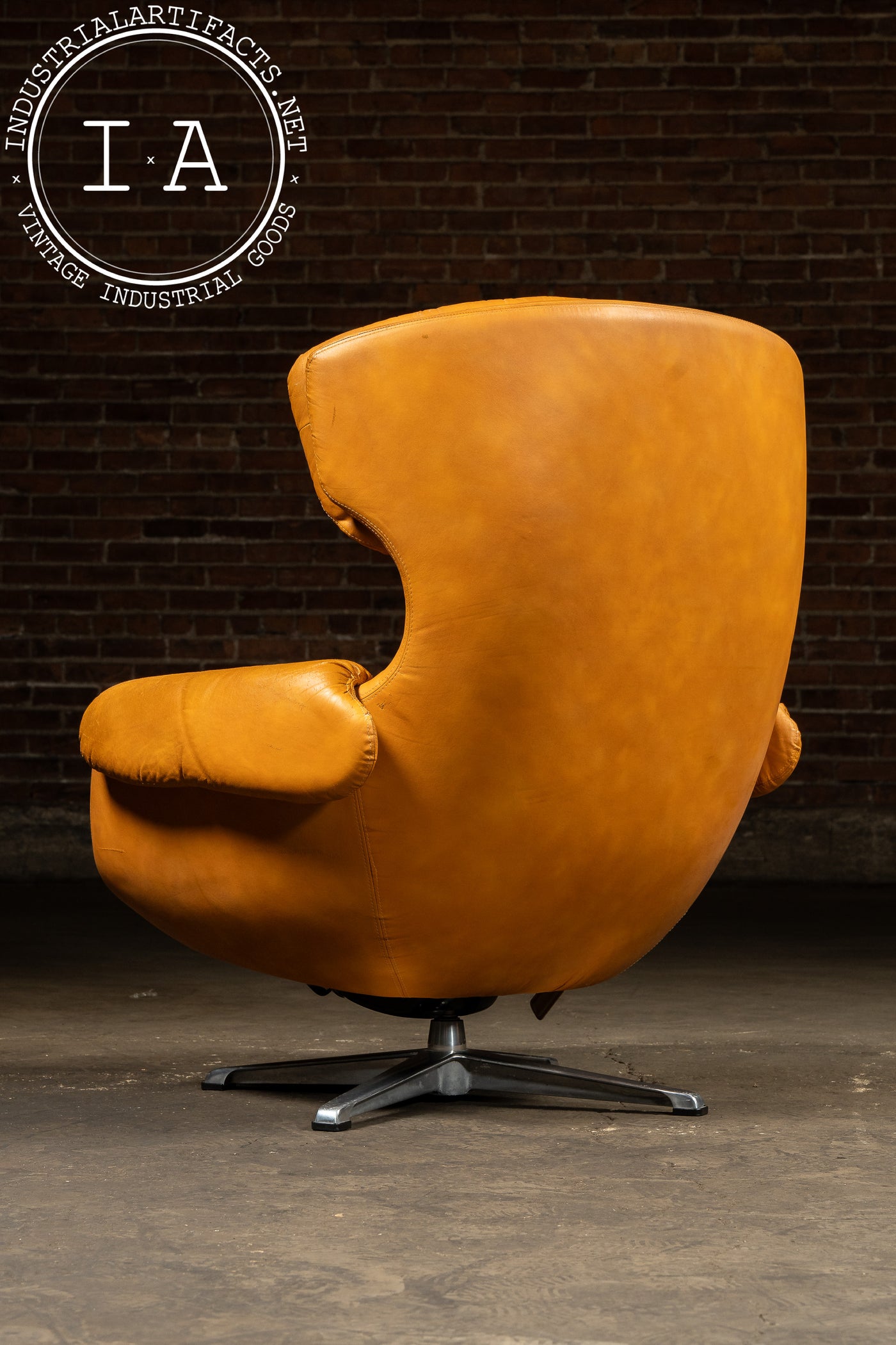 Modernist Scandinavian Armchair with Ottoman by Overman in Orange