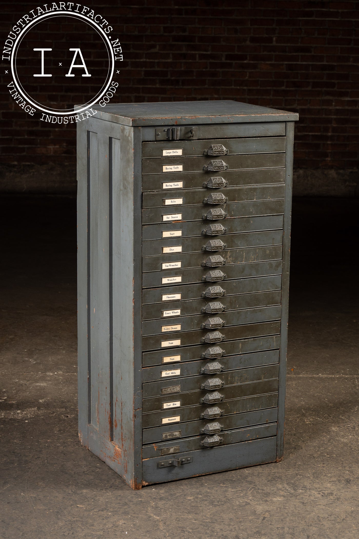 Early 20th Century Oak Typesetter's Cabinet in Gray