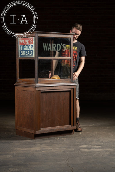 Early 20th Century Ward’s Tip-Top Bread Oak Display Case