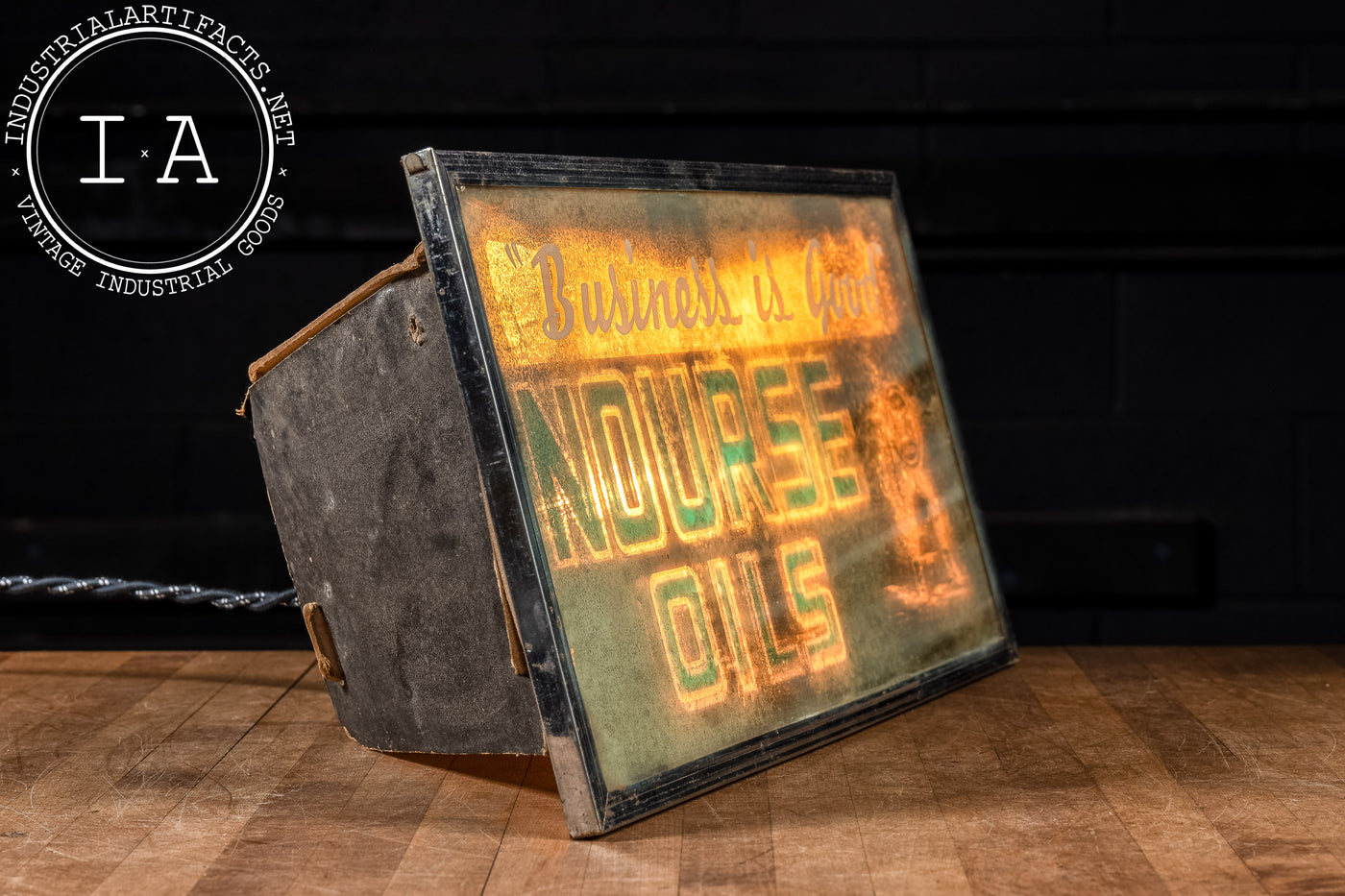 Nourse Oils Backlit Glass Sign