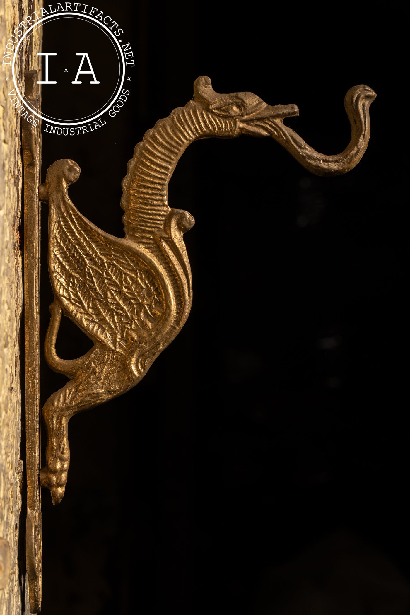 Ornate Cast Brass Phoenix Coat Hook