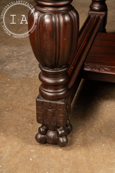 Early 20th Century Carved Mahogany Library Table