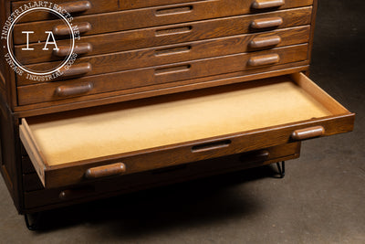 Vintage Oak Double Stack Ten-Drawer Flat File