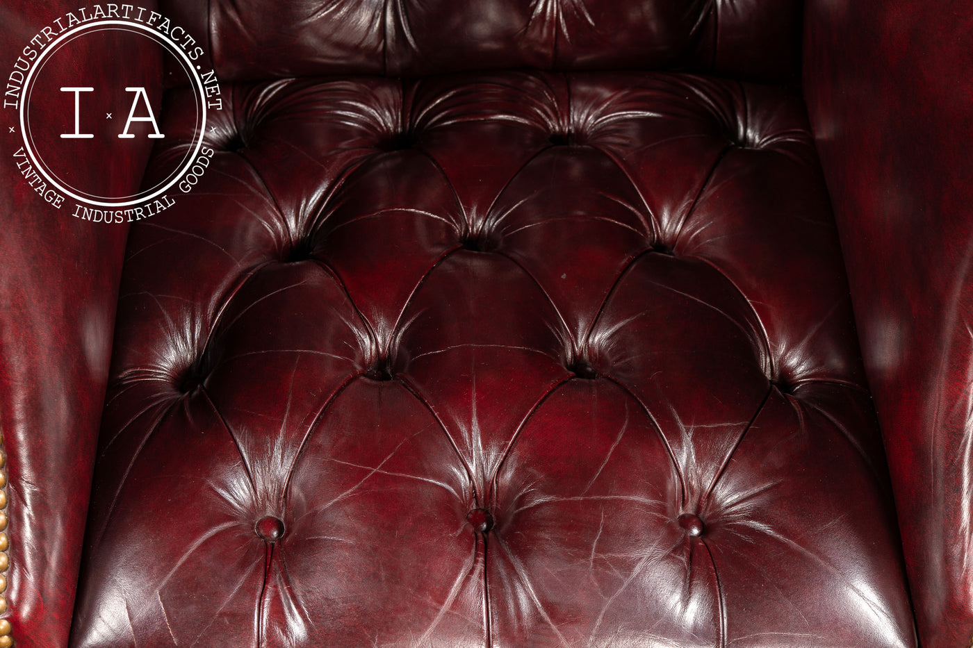 Vintage Burgundy Tufted Leather Chesterfield Club Chair