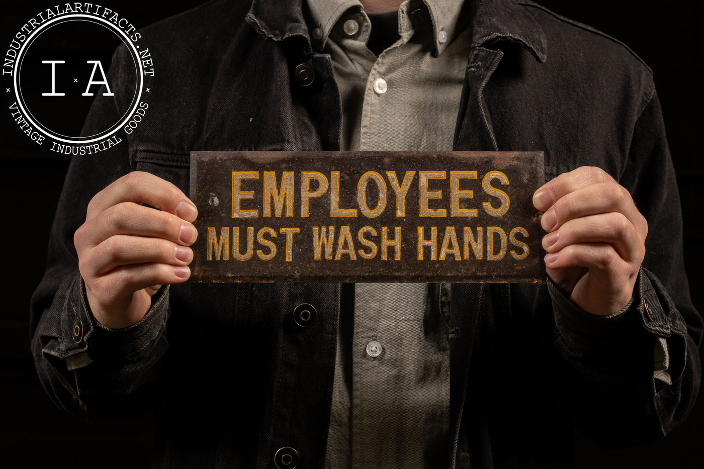 Vintage "Employees Must Wash Hands" Reflective Sign