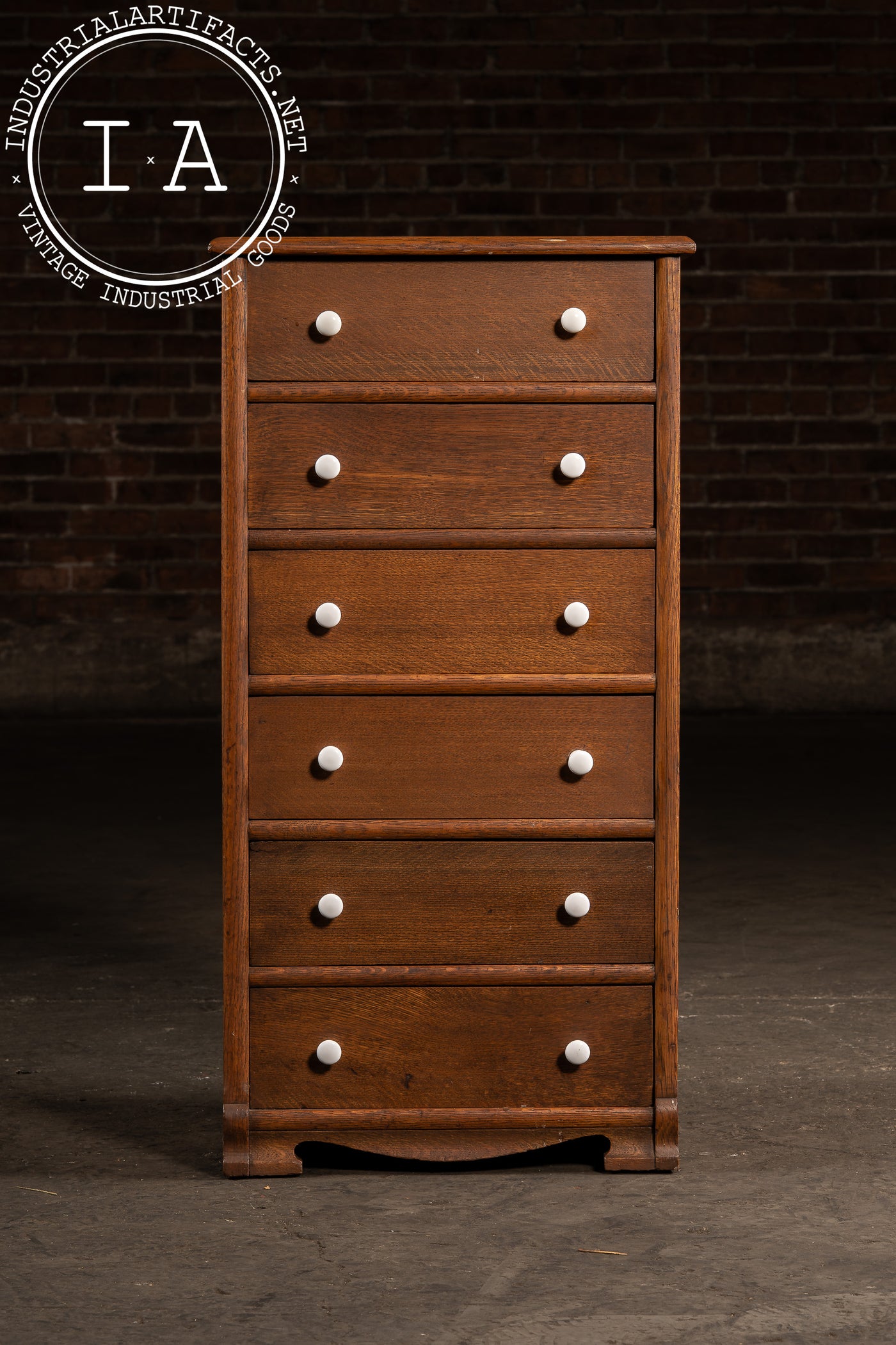 Vintage Oak Six-Drawer Swing-Out Cabinet