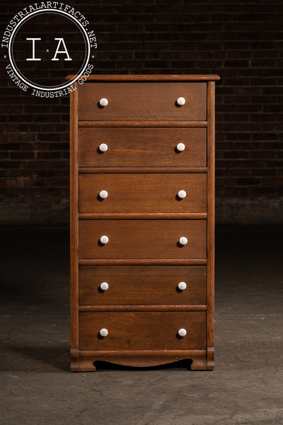 Vintage Oak Six-Drawer Swing-Out Cabinet