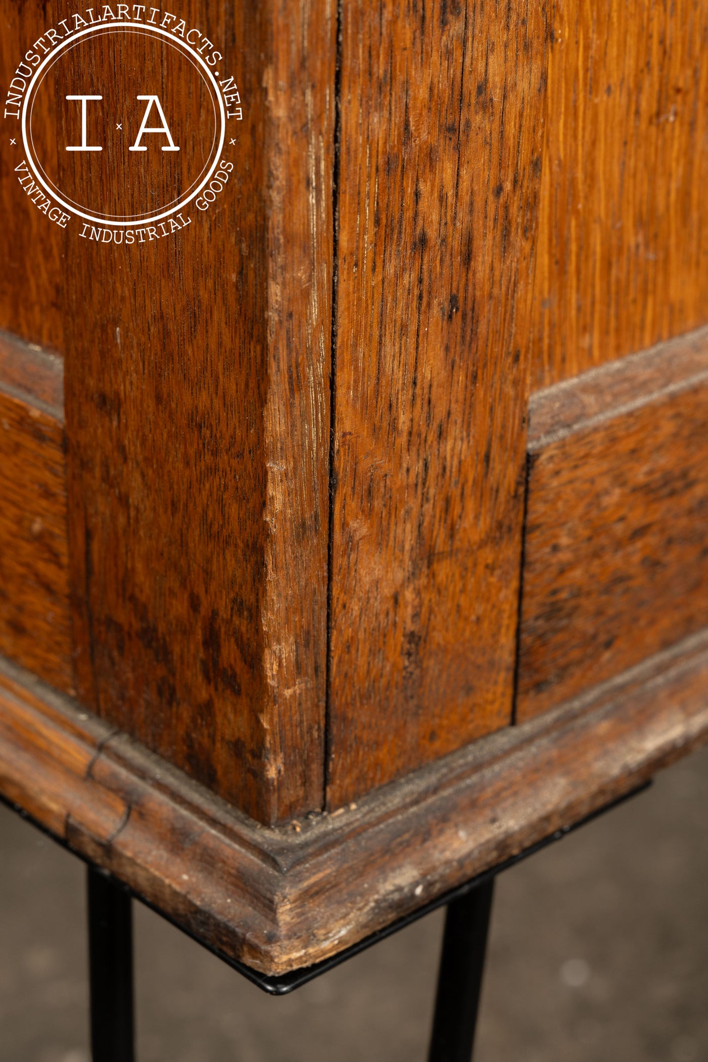 Vintage Quarter-Sawn Oak Six Drawer Cabinet on Hairpin Legs
