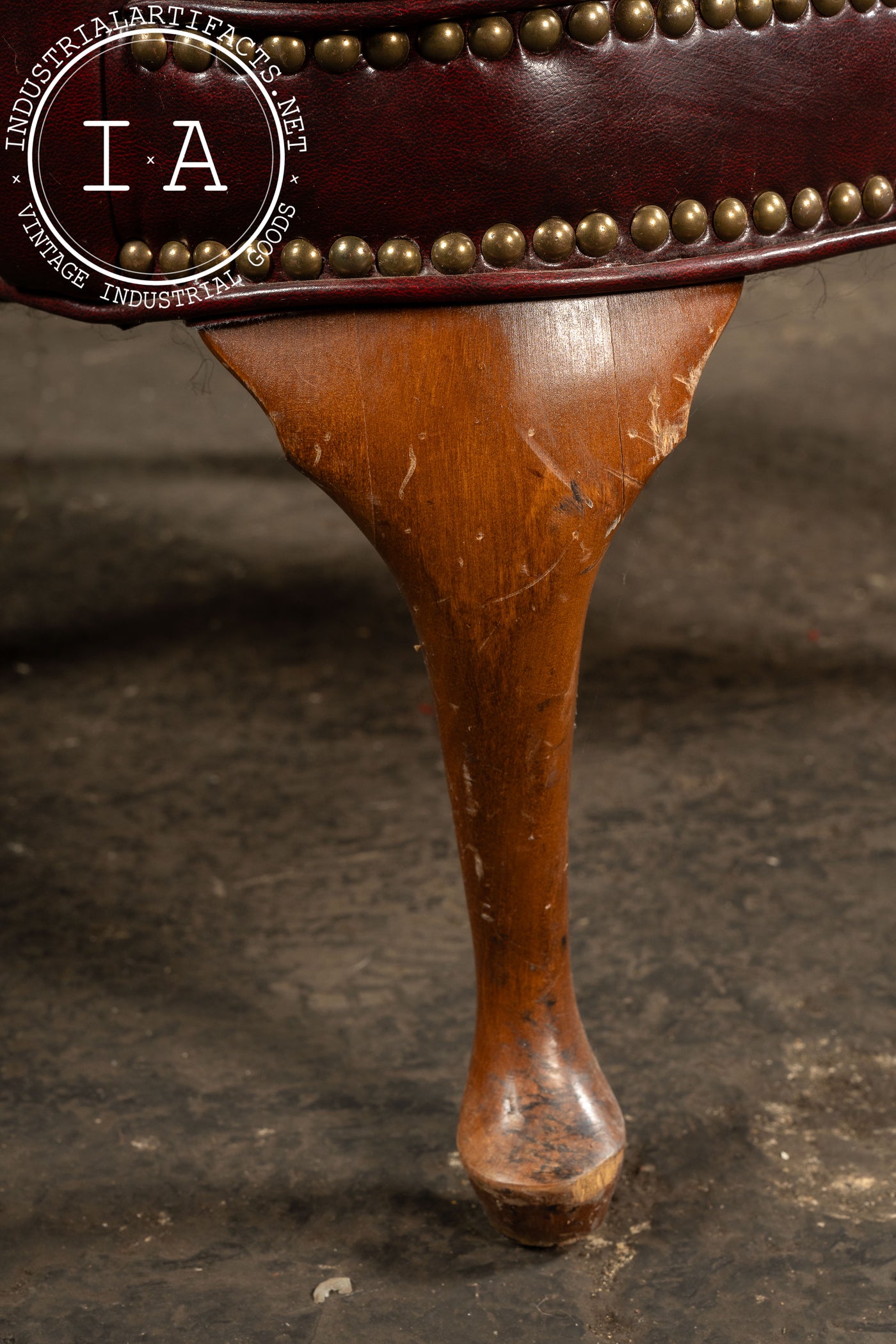 Vintage Tufted Leather Wingback Chesterfield Armchair in Oxblood