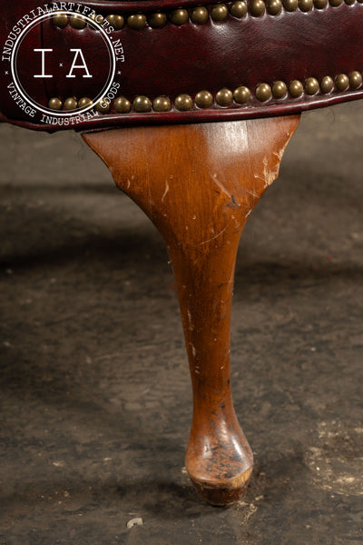 Vintage Tufted Leather Wingback Chesterfield Armchair in Oxblood