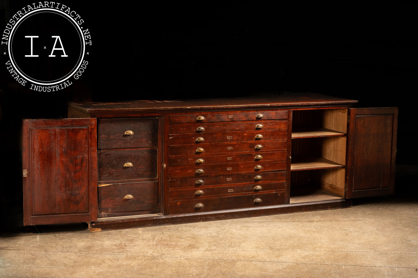 Vintage Mahogany Flat File Cabinet