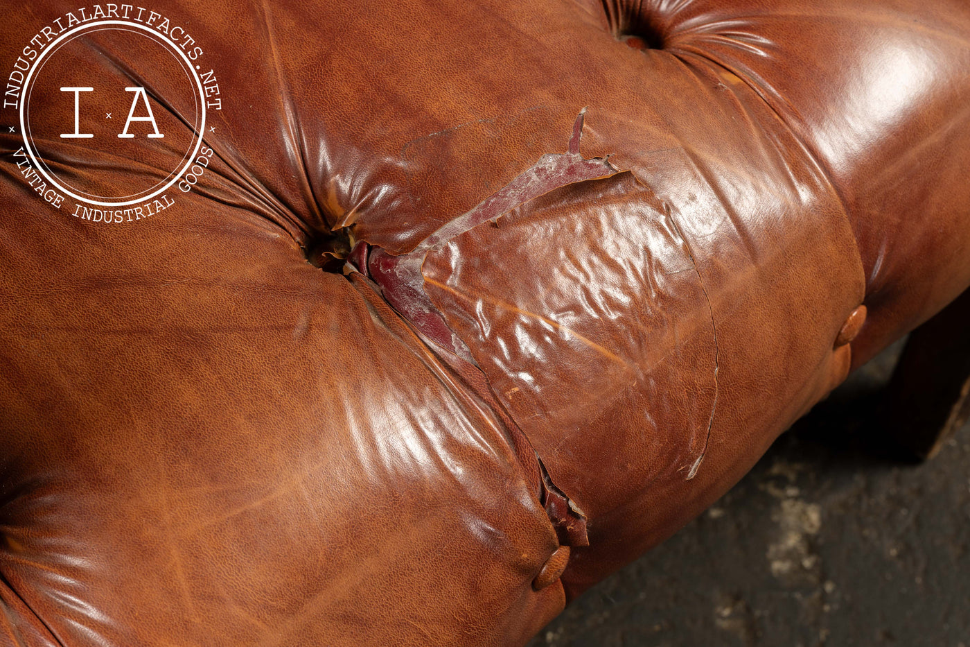 Tufted Vinyl Chesterfield Wingback Armchair in Brown