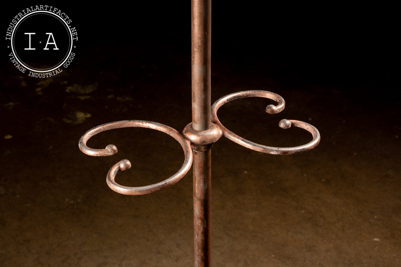 Turn Of The Century Japanned Copper Coat Rack With Double Sided Mirror