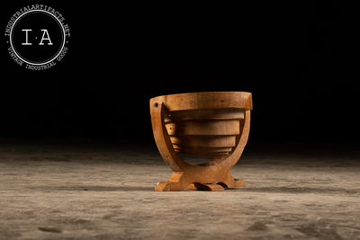 Hand Carved Collapsible Wooden Bowl Folk Art