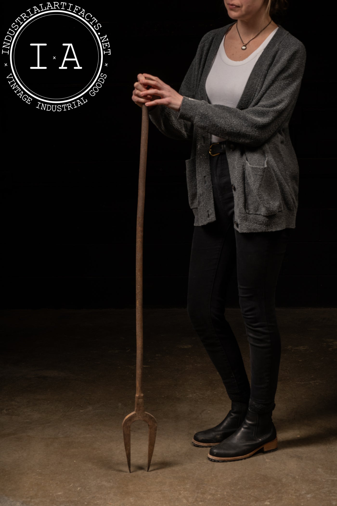 Forged Iron Two‑Tine Furnace Clinker Fork