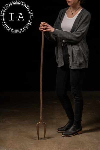 Forged Iron Two‑Tine Furnace Clinker Fork