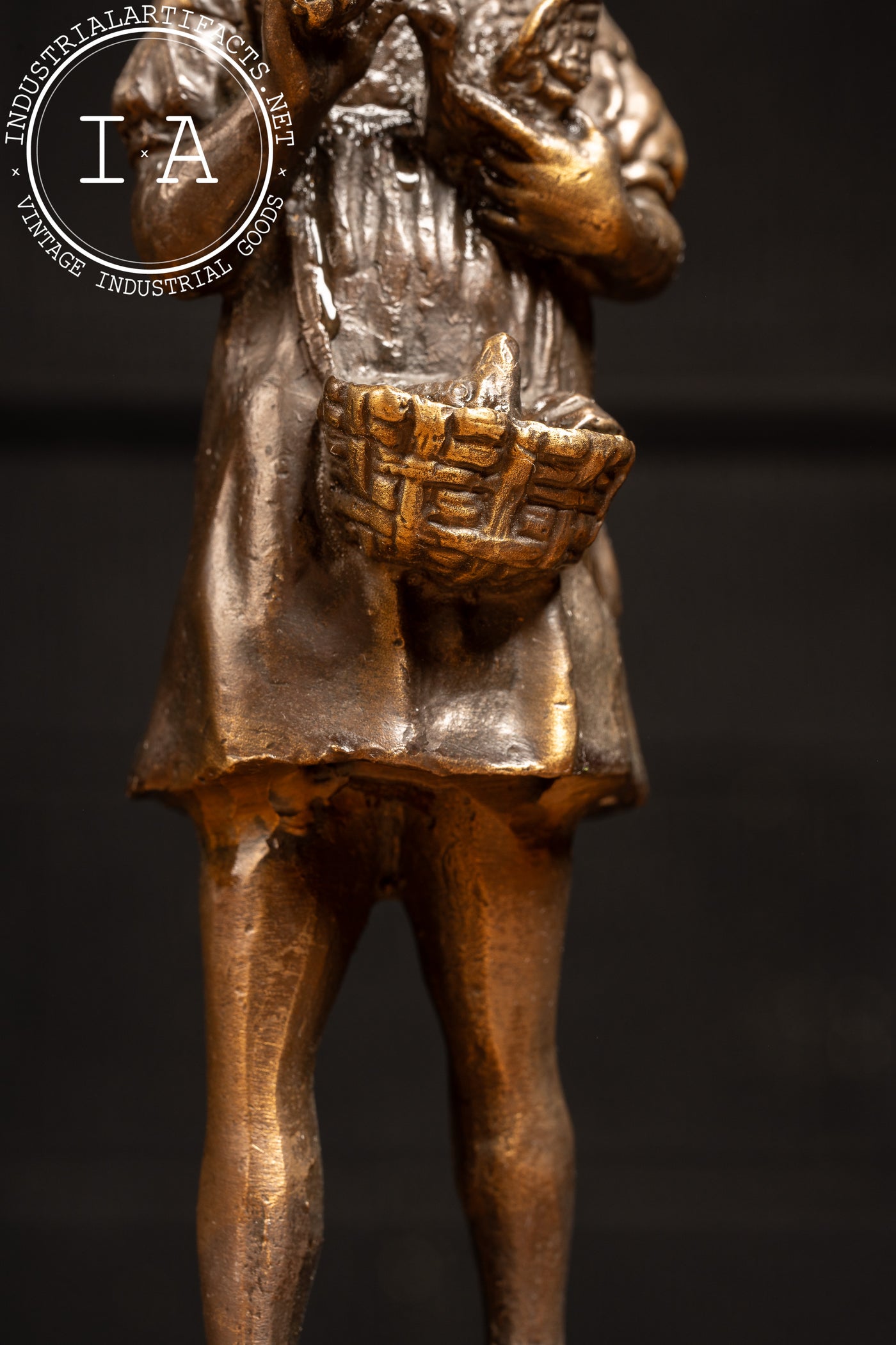 Vintage Bronze Sculpture of a Girl on Marble Base