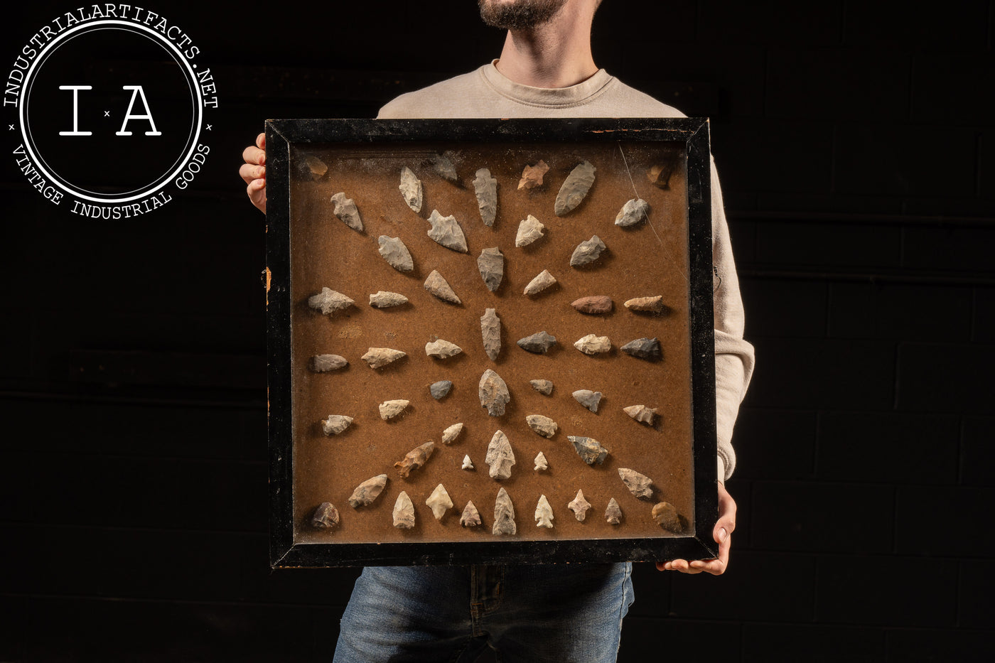 Framed Collection of Arrowheads