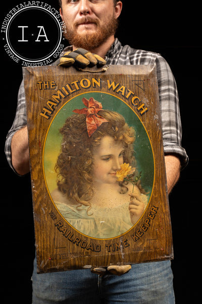 Early 20th Century "Purity" Hamilton Watch Beveled Tin Litho Sign