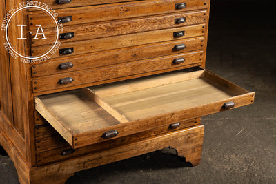 Massive Early 20th Century Oak 13-Drawer Flat File Cabinet