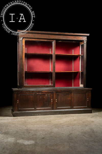 Massive Early 20th Century Sliding Glass Door Display Case