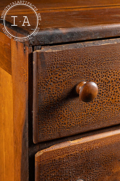 Antique Oak and Plywood Crazed Parts Cabinet