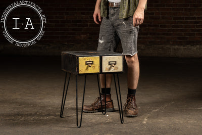 Antique Two-Drawer Industrial Card Catalog