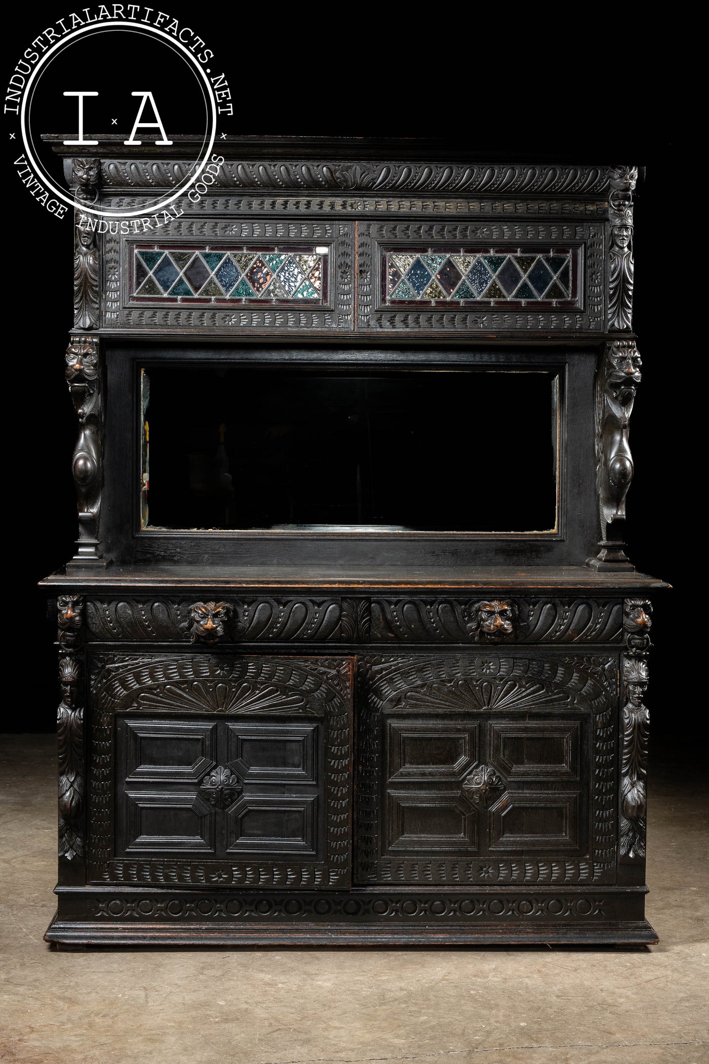 Late 19th Century English Ebonized Oak Hutch