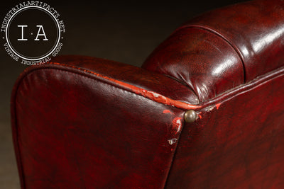 Vintage Tufted Leather Wingback Chesterfield Armchair in Oxblood