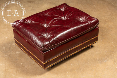 Vintage Tufted Armchair and Ottoman Set in Burgundy