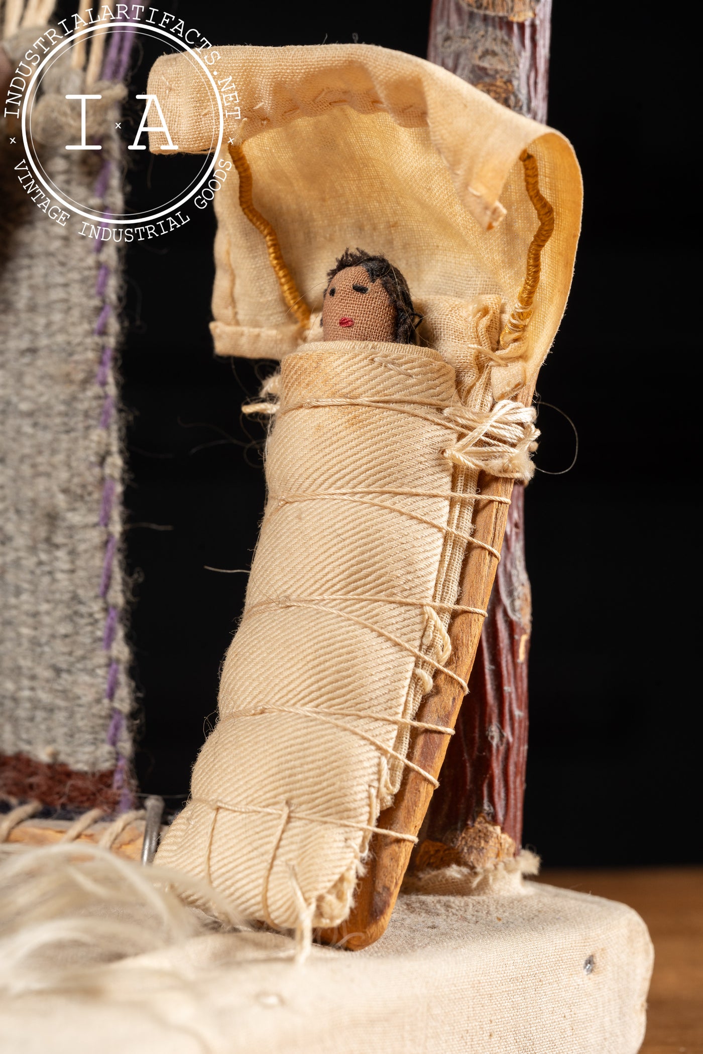 Vintage Indigenous Woman On Loom Sculpture
