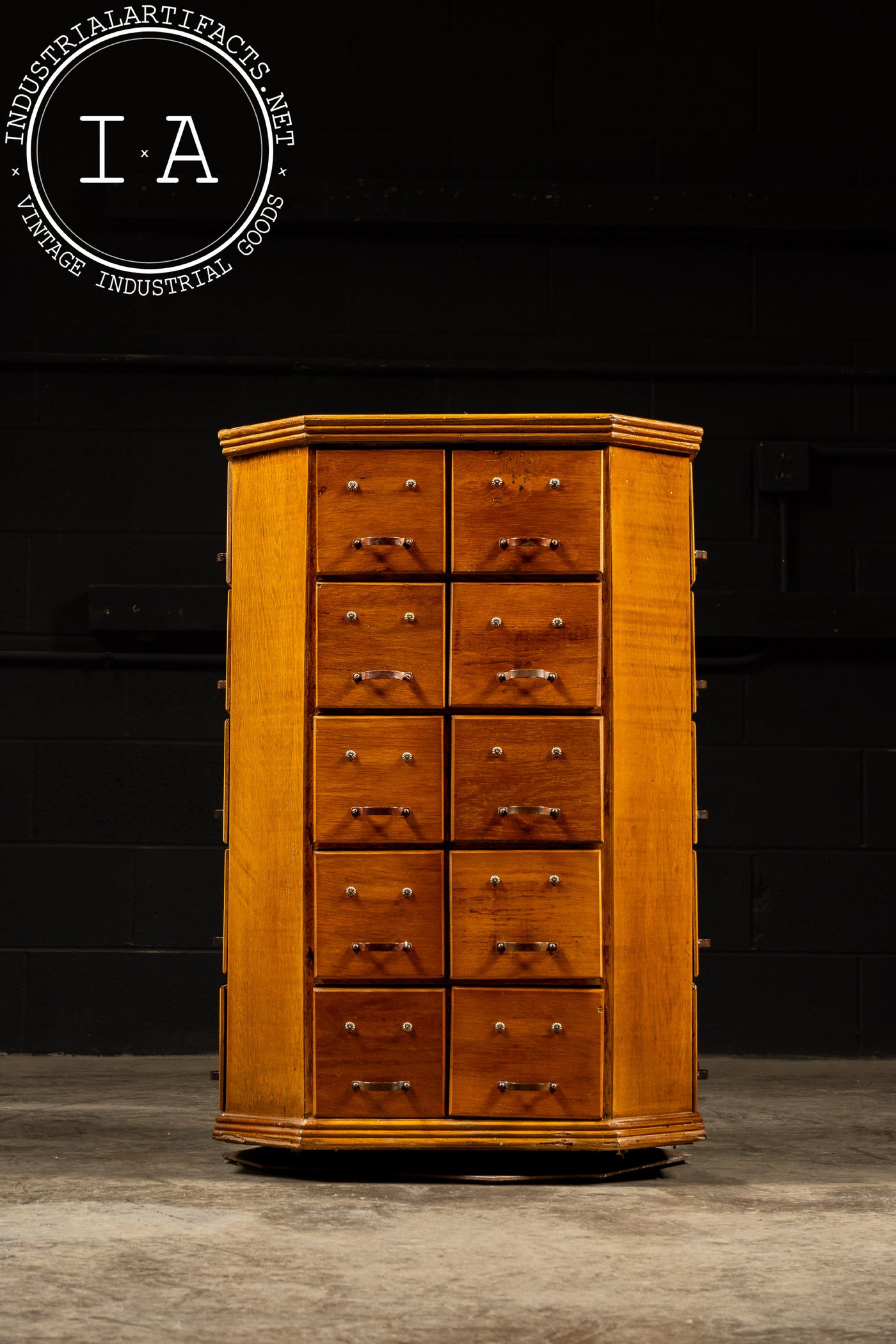 Early Rotating Hardware Cabinet With Pull Drawers