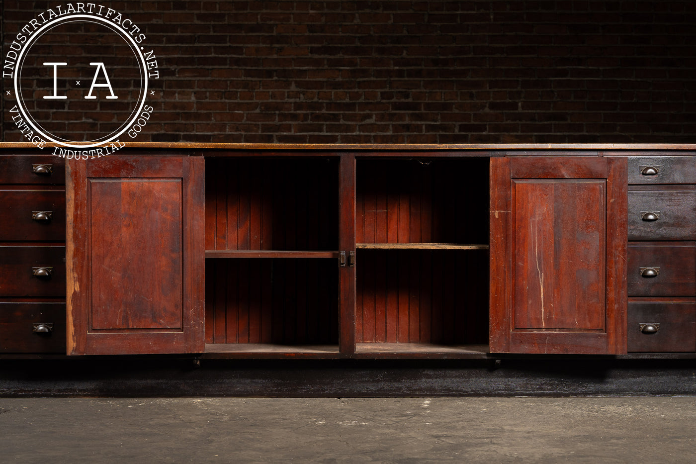 Early 20th Century Apothecary Counter with Drawers and Cupboards