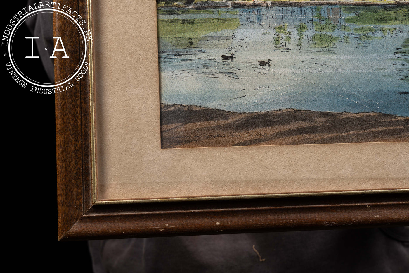 Framed Painting of Lagoon and Altgeld Hall, DeKalb, Signed