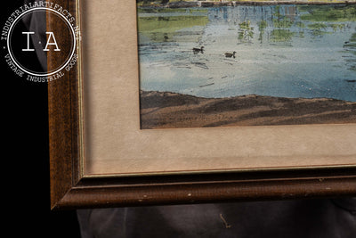 Framed Painting of Lagoon and Altgeld Hall, DeKalb, Signed