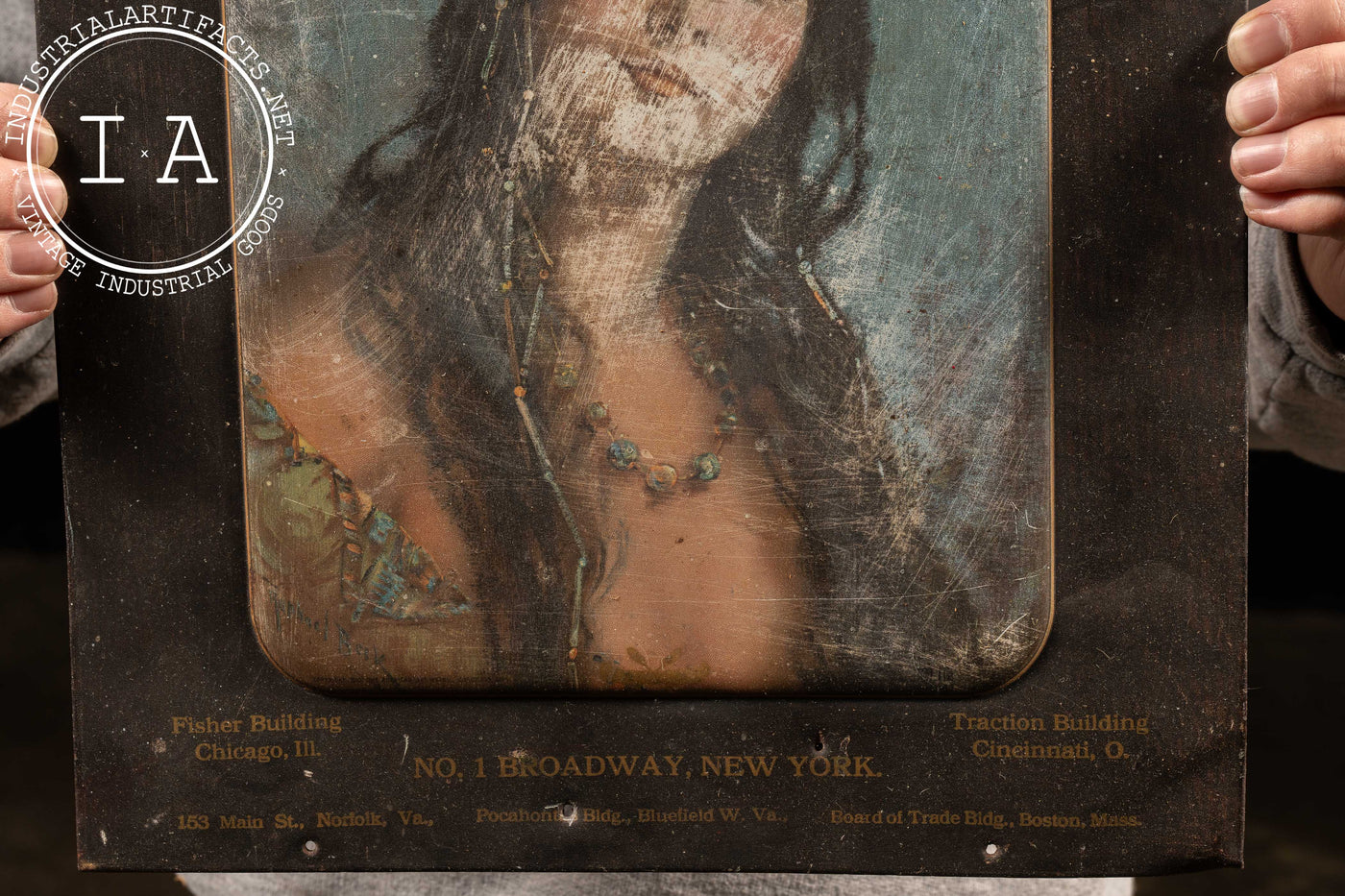 Early 20th Century Embossed TOC Pocahontas Advertising Sign