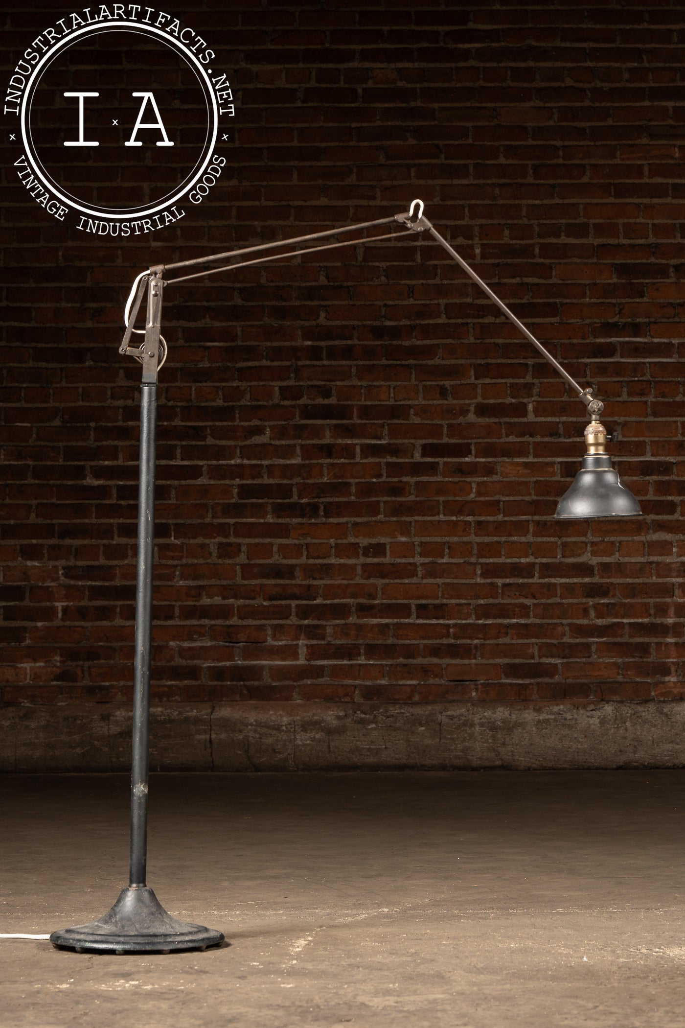 Antique Industrial Articulated Floor Lamp by Dazor