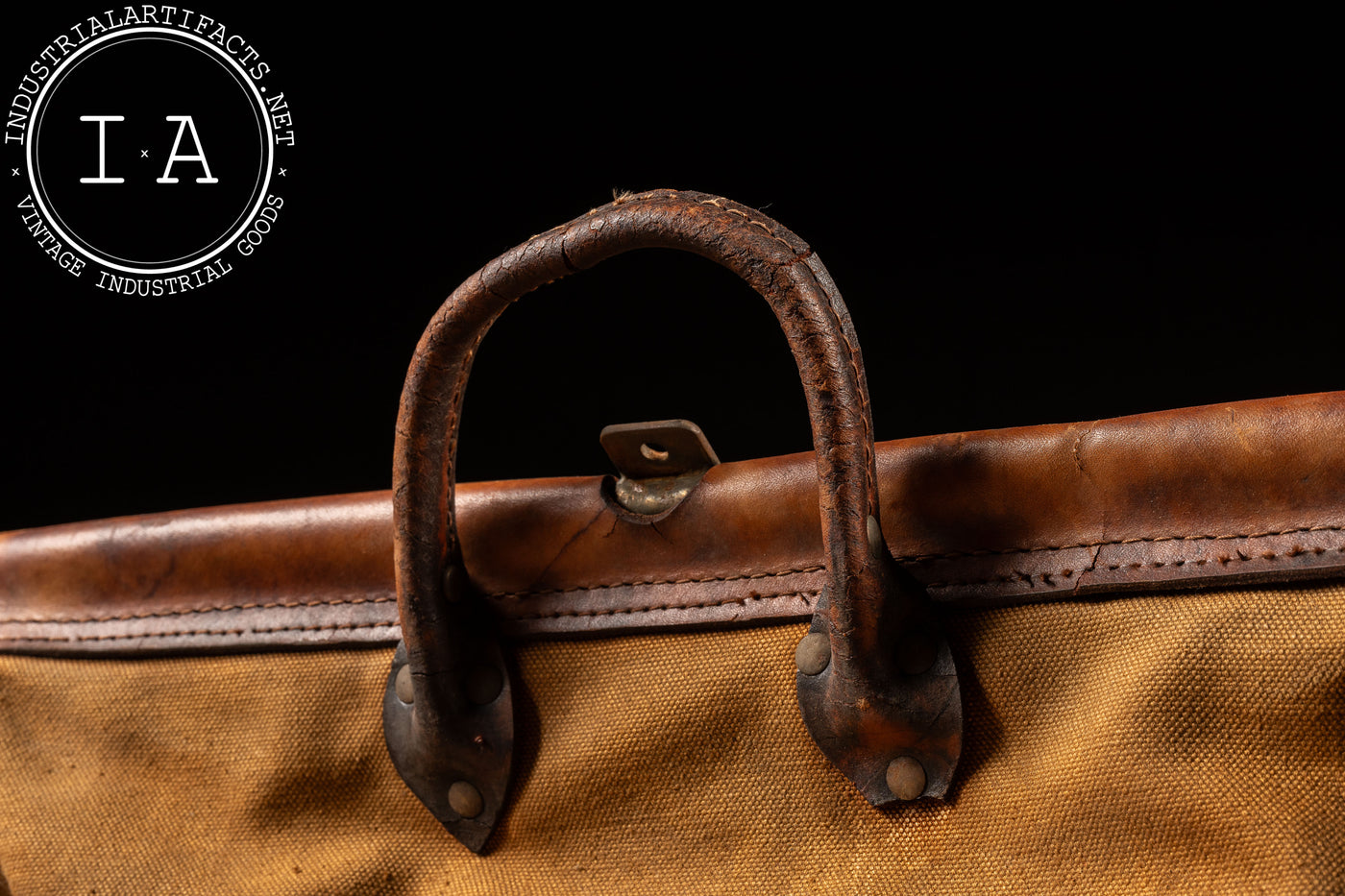 Antique Canvas and Leather Travel Bag