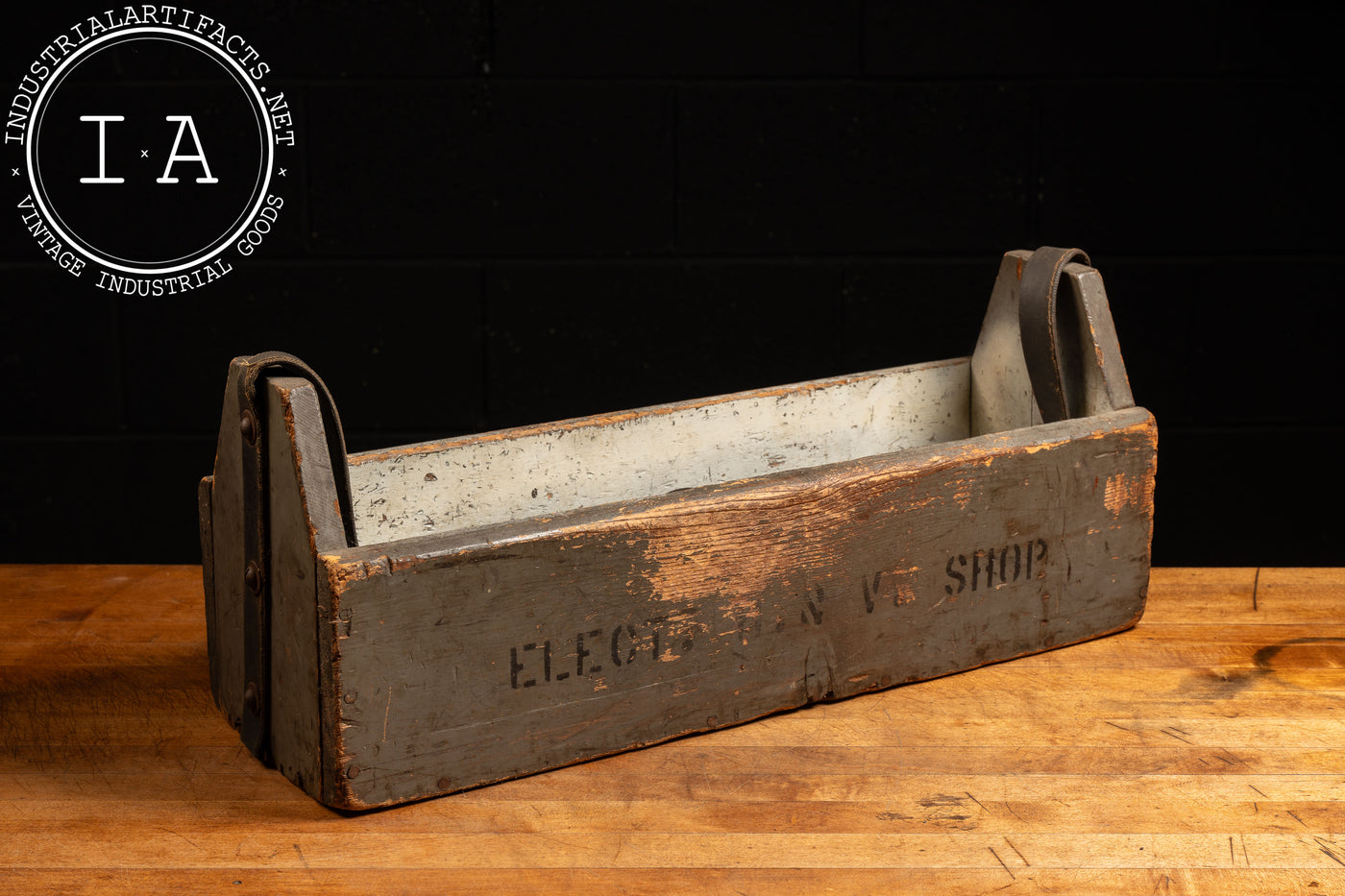 Vintage Electrician Tool Box with Leather Strap