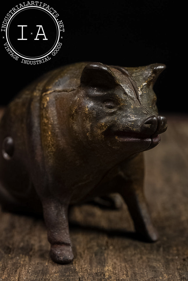 Antique Cast Metal Pig Bank by A. C. Williams