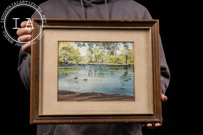 Framed Painting of Lagoon and Altgeld Hall, DeKalb, Signed