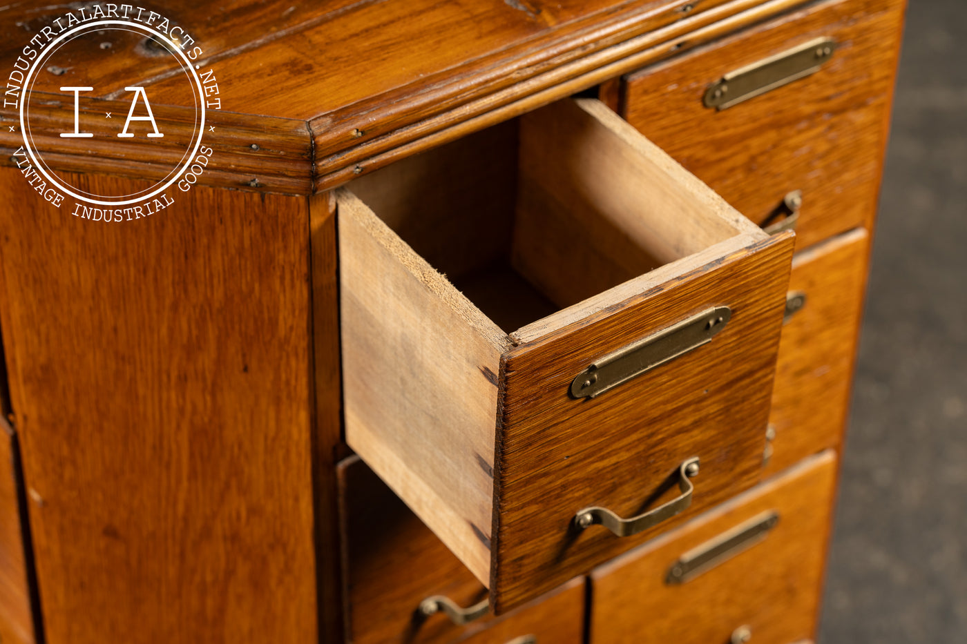 Early 20th Century Oak 40-Drawer Revolving Parts Cabinet