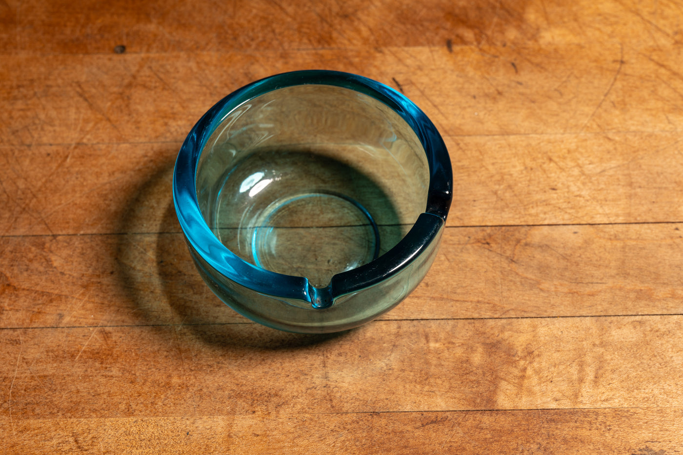 Vintage Glass Ashtray in Light Blue